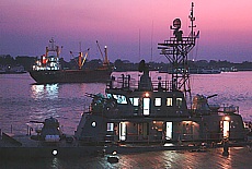 Battleship on Pansodan Jetty