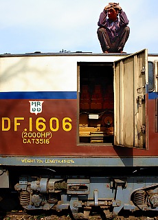 Locomotive driver takes a rest