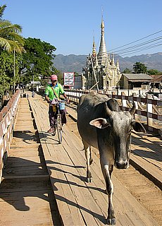 Bridge in Nyaung Shwe on lake Inle