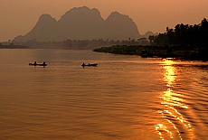 Limestone mountains on the boat trip from Mawlamyine to Hpa-an