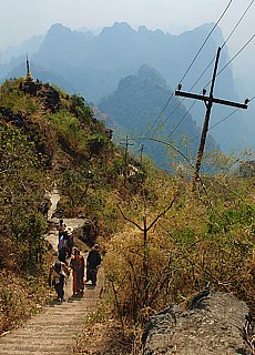 Climbing up the summit of Mount Zwekabin