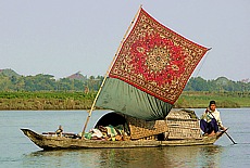 Sailing on Kaladan River towards Mrauk U