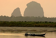 Karst mountains on the boat trip from Mawlamyine to Hpa-an