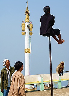 Joy of life, pilgrims on the summit of Mount Zwekabin