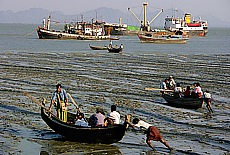 Mud Taxi at low tide in Sittwe