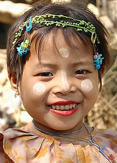 Happy girl in a Chidwin village