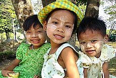 Cheeky laughing small brats in Yangon