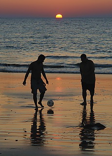 Sunset football match on the dreambeach of Nge Saung