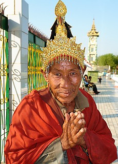 Funny Monk at Mahamuni Pagoda