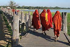 Walking on the U-Bein Bridge near Mandalay