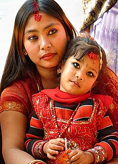 Lovely Nepali Mama with child