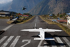 Dangerous aircraft takeoff in Lukla