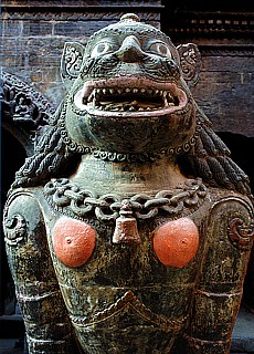 Bronze lion in Patan