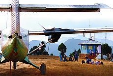 Emergency landing on a field near Lamidanda