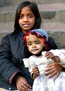 Poor children at Durbar Square in Kathmandu