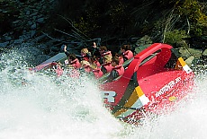 Spinning Jetboat and foaming water on Shotover River
