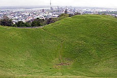 View from Mt.Eden Volcano crater to Auckland Downtown