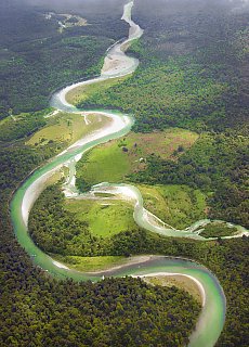 Meandering river on his way to Milford Sound New Zealand