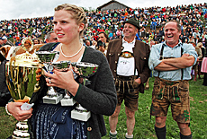 Winner trophies at the bull race in Muensing