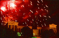 Fireworks under the Bavaria in Munich