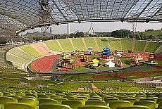 Green seats of Olympiastadion Munich