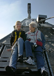 Picnic in dizzy height on one of the Olympia tentroof summits