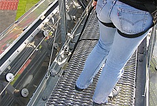 Catwalk and safety rope used on the Olympia tentroof tour