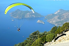 Tandem Paragliding Start on the Babadag Mountain