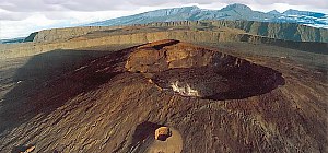 Airshot of Piton de la Fournaise from Ultralight aircraft