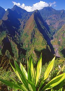 View from Cap Noir into the Cirque de Mafate