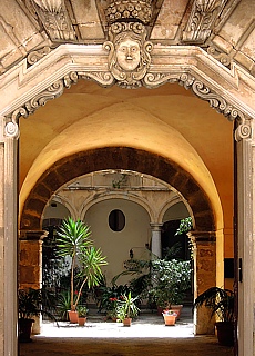 Entrance portal of a guesthouse in Trapani