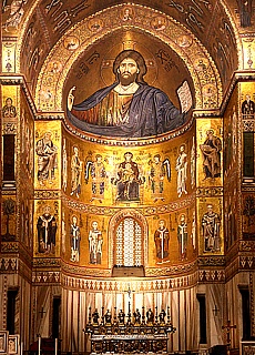 Golden Gothic cathedral at Pilgrimage site Monreale