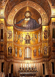 Golden Gothic cathedral at Pilgrimage site Monreale