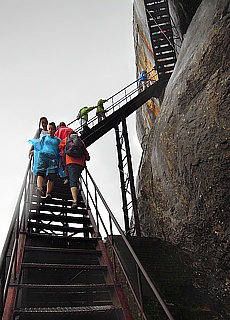 Iron ladders up to Sigiriya Lion Rock