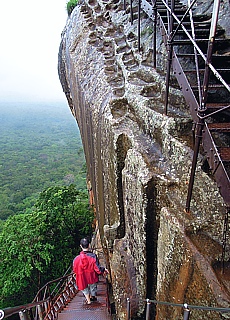 Iron ladders up to Sigiriya Lion Rock