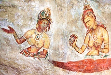 busty Sigiriya cloud girl wallpainting