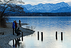 Lake Starnberg with mount Zugspitze