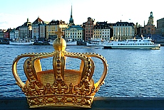 Stockholm with the swedish royal crown