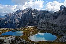 Boeden lakes below the Tre Cime alpine hut