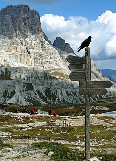 Direction Sign near Drei Zinnen alpine hut