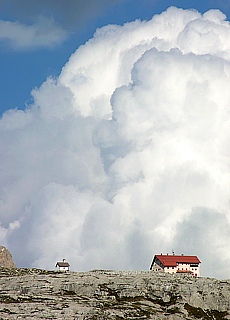 Giant Cumulus clouds at Tre Cime hut