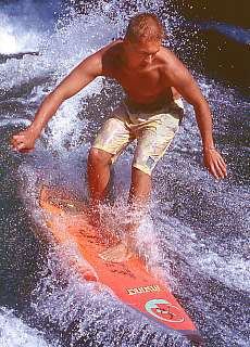 River Isar surfer on permanent waterwave