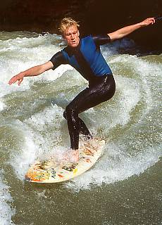 River Isar surfer on permanent waterwave