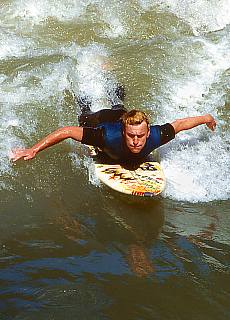 River Isar surfer on permanent waterwave