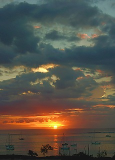 Sunset on the beach of Papeete