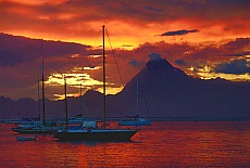 Sunset on the beach of Papeete