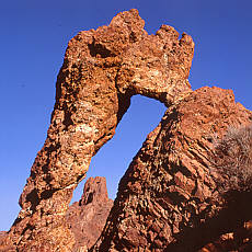 Natural Lavastone gate in the high plateau Las Canadas