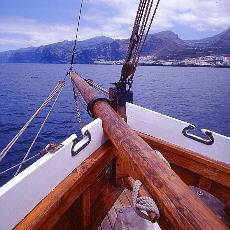 Sailing ship in front of Los Gigantos