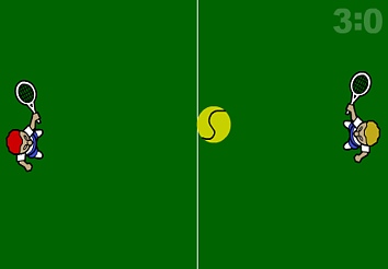 Tennis game (arrowtabs=up/down, blanktab=hit the ball)