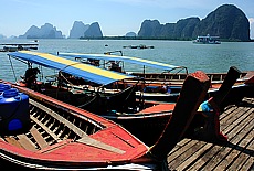 Longtailboats at Floating Market on Panyee Island